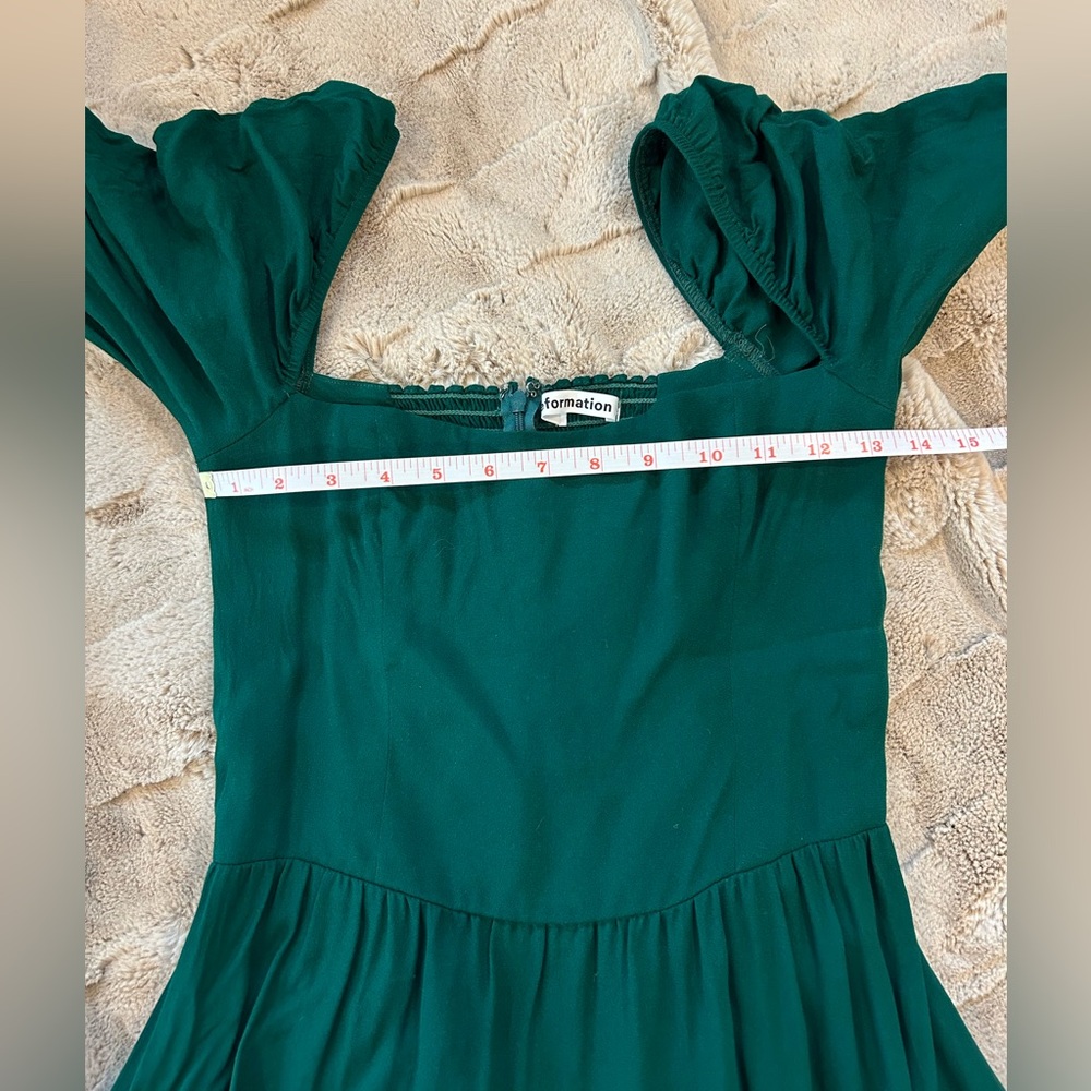 Reformation Mica Emerald Green Long Sleeve Square Neck Midi Dress - Picture 6 of 9